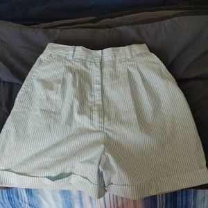 Blue striped high-rise shorts